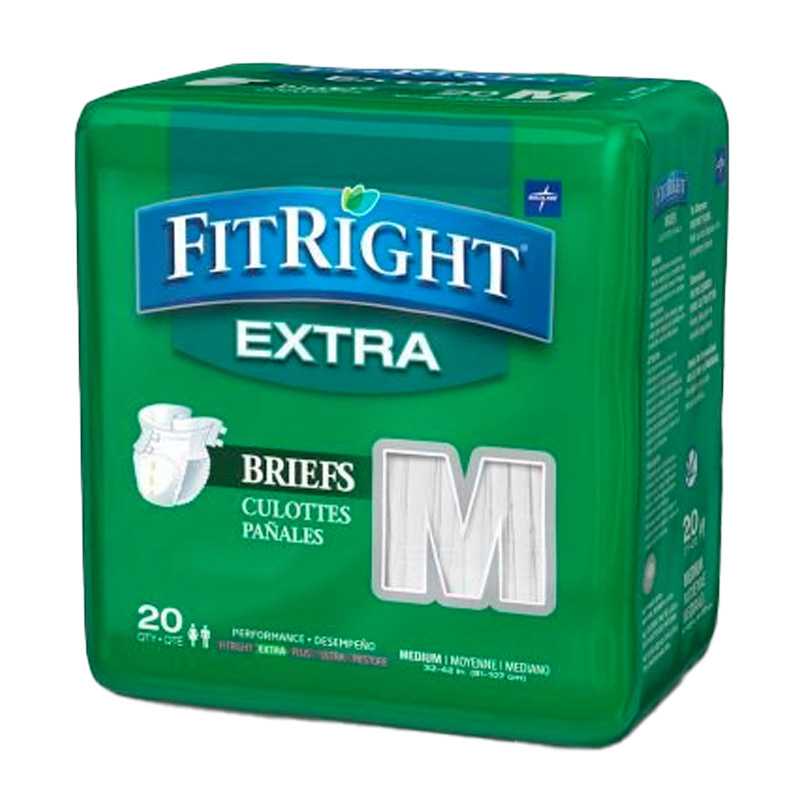 FitRight® Extra Incontinence Briefs (diaper w/tabs), Medium