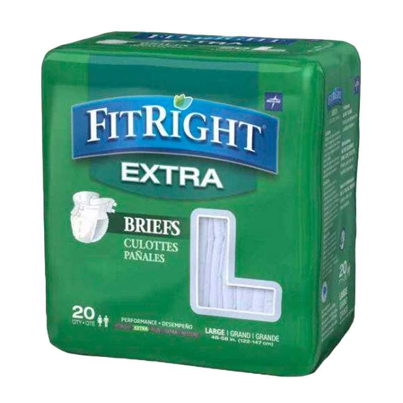 FitRight® Extra Incontinence Briefs (diaper w/tabs), Large