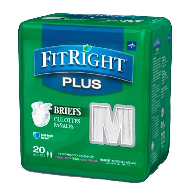 FitRight® Plus Incontinence Briefs (diaper w/tabs), Medium