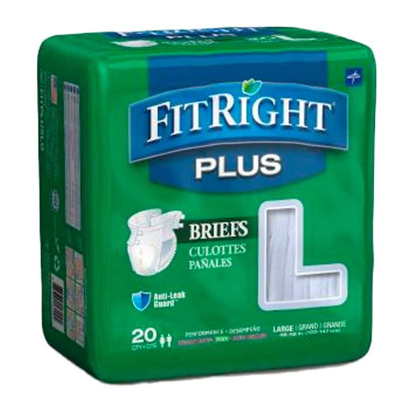FitRight® Plus Incontinence Briefs (diaper w/tabs), Large