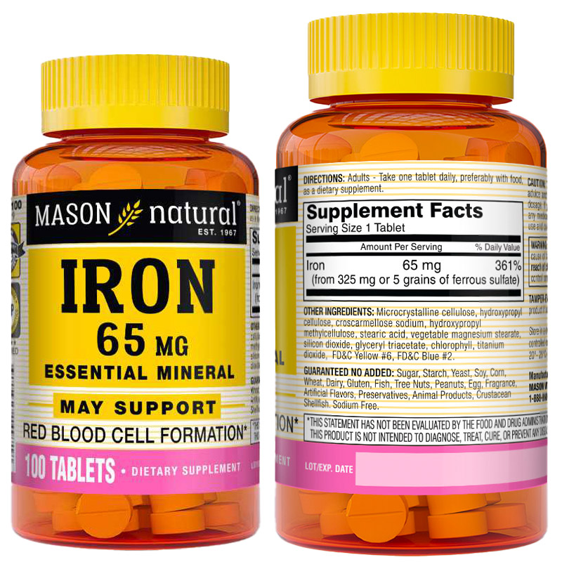 Mason Natural® Iron 65mg Tabs 