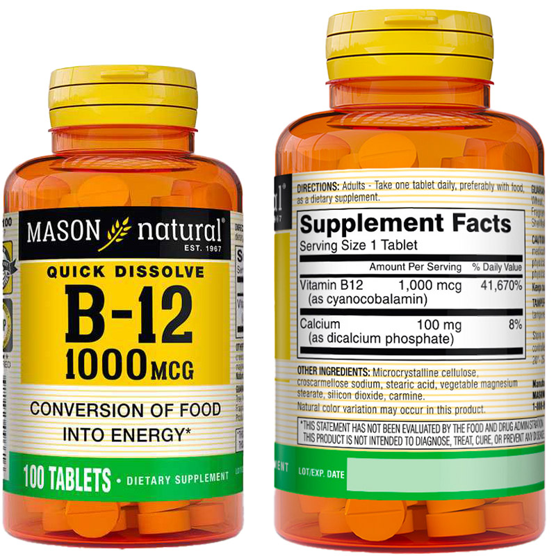 Mason Natural® Vitamin B12 Coated Tabs 