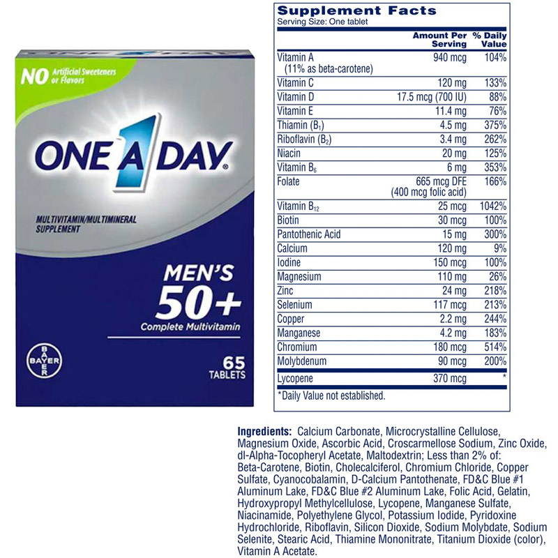 One A Day® Men's 50+ Multi-Vitamin Tabs 