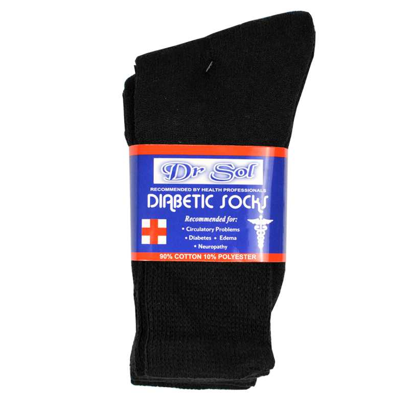 Diabetic Socks 10-13/Black, 3ct Men