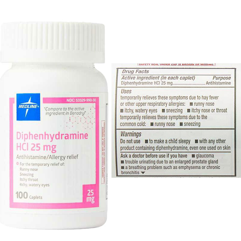 Diphenhydramine Antihistamine, Allergy Tabs 