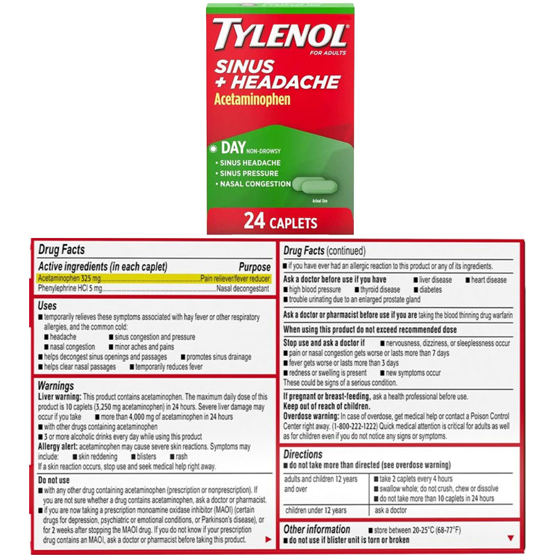 Tylenol® Sinus and Headache Daytime Caplets