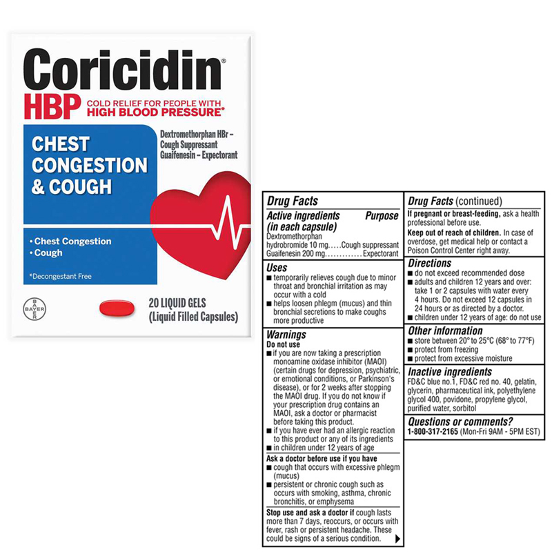 Coricidin® HBP for Chest Congestion and Cough Softgels