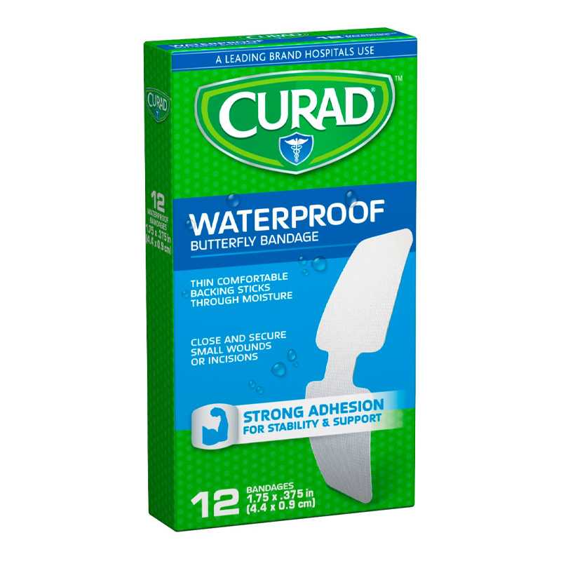 Curad® Butterfly Closure Waterproof Bandage, 1-3/4